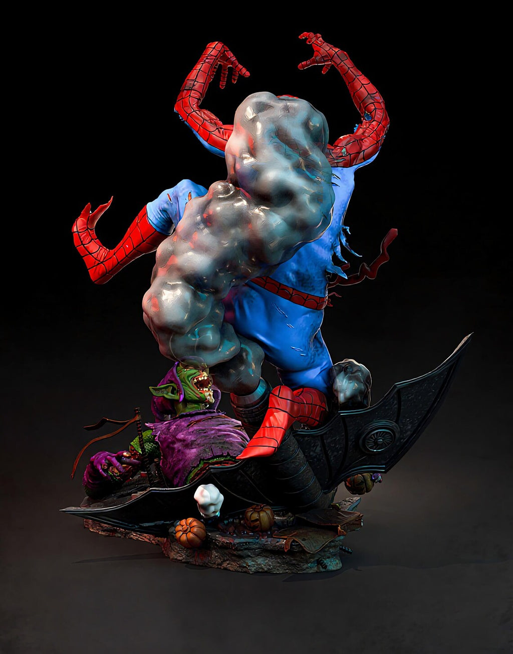 Spider-Man zombie contre Lizard – Statue de collection 3D haut de gamme | Figurine d’exposition de super-héros horrifique