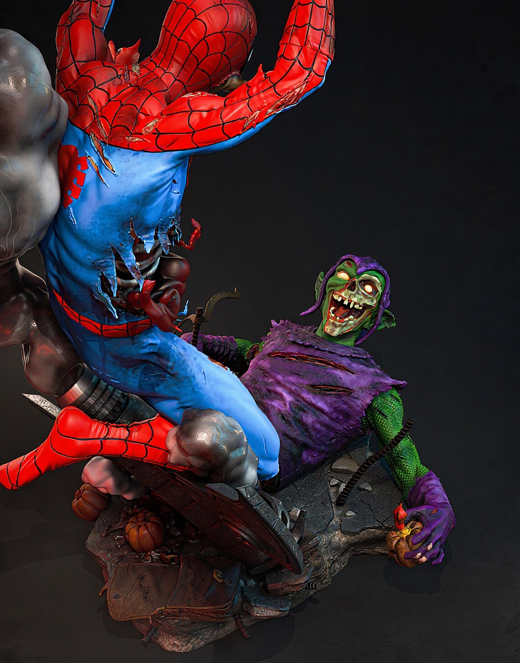 Spider-Man zombie contre Lizard – Statue de collection 3D haut de gamme | Figurine d’exposition de super-héros horrifique