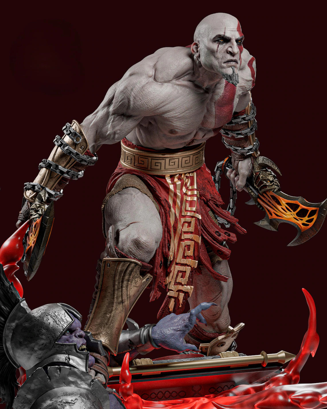 God of War Kratos vs Dark Elf Collectible Statue – Epic Battle Diorama Figure