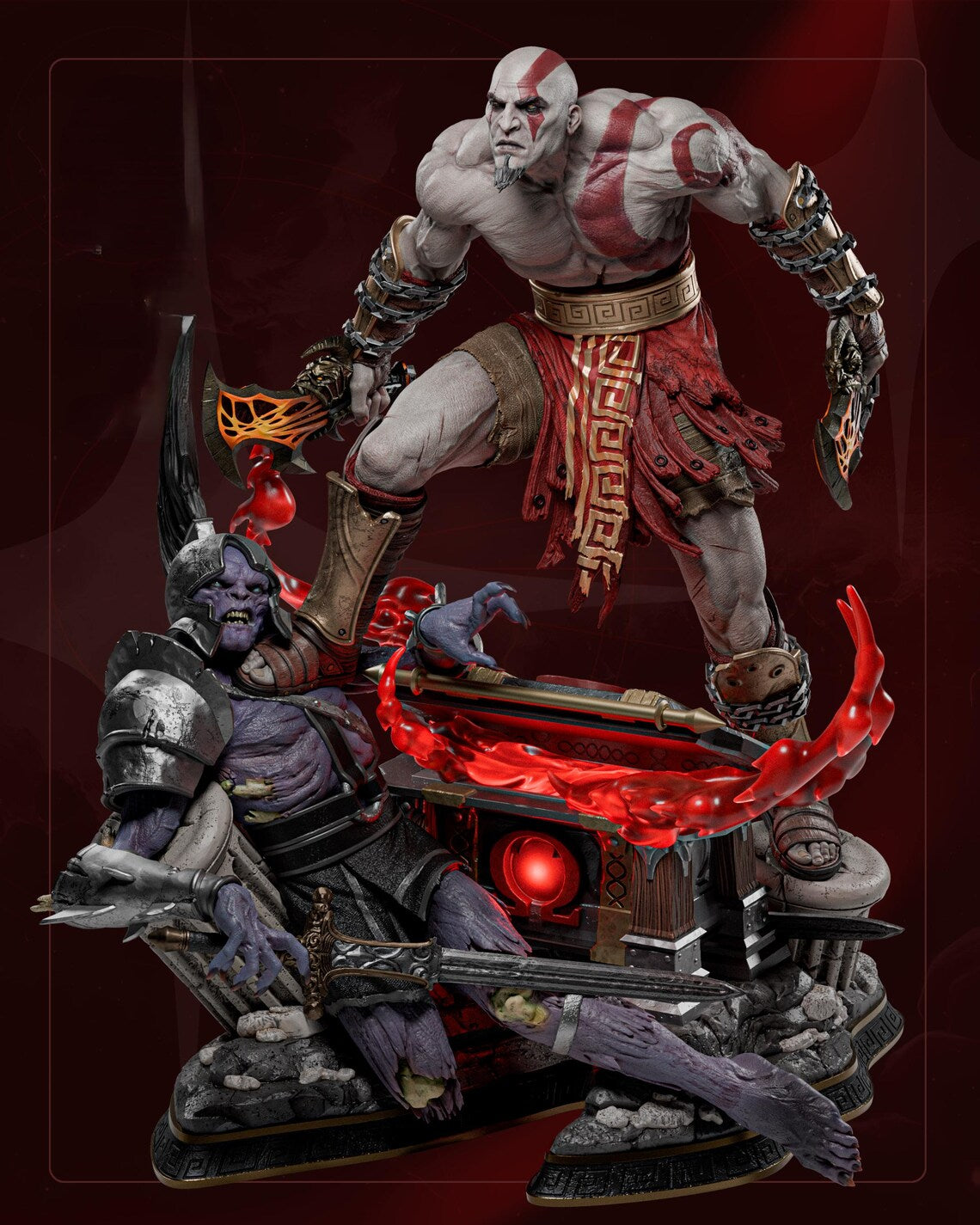 God of War Kratos vs Dark Elf Collectible Statue – Epic Battle Diorama Figure