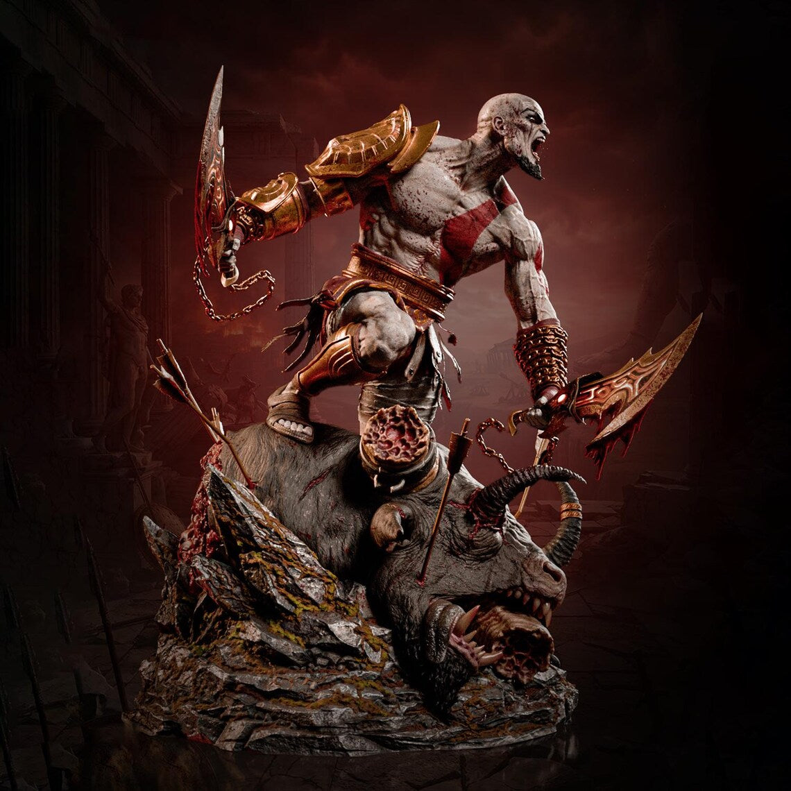 God of War Kratos Rage of Sparta Statue – Mythical Beast Slayer Collectible Figure